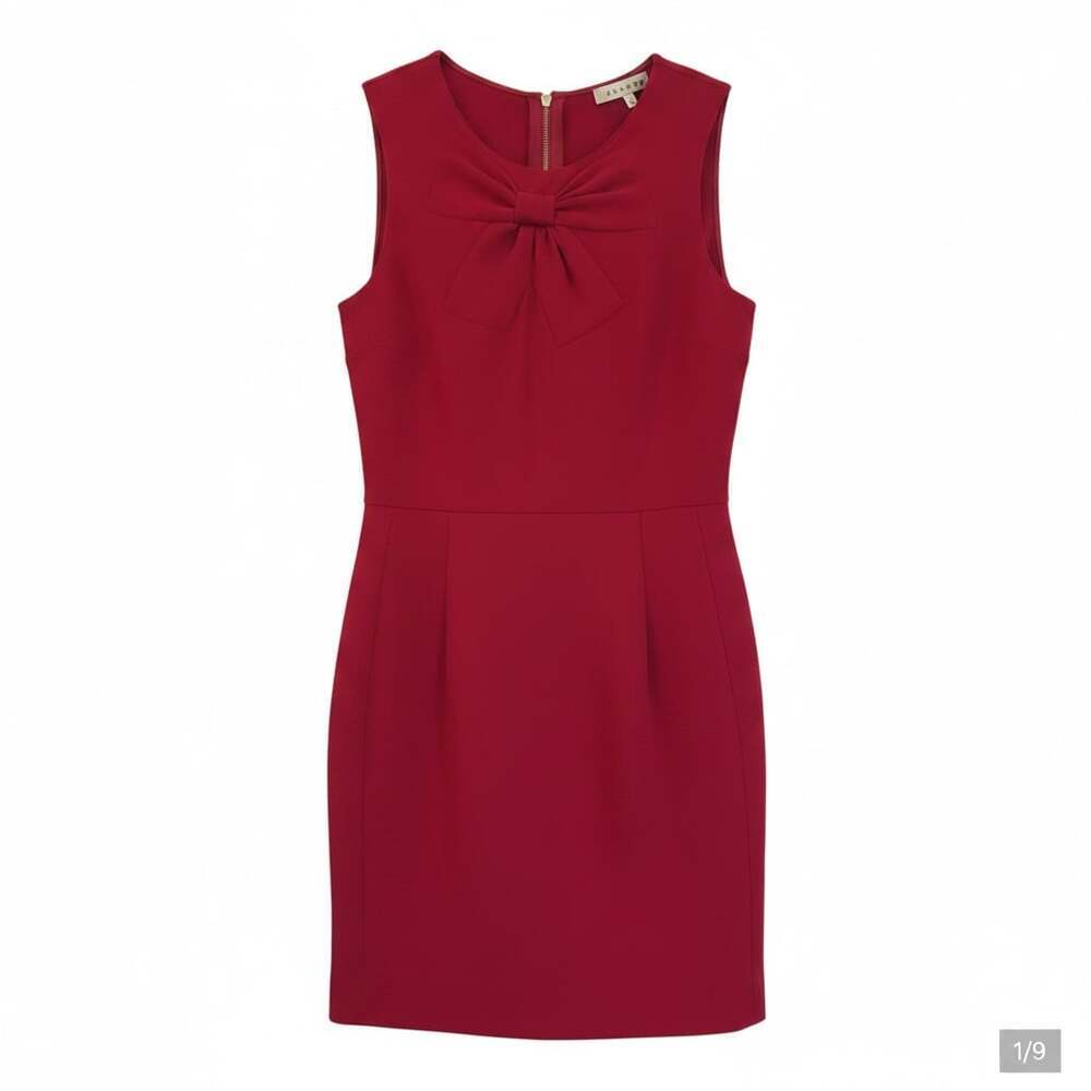 Sandro Paris Hot Pink Magenta Bow Fitted Mini Dress Size XS